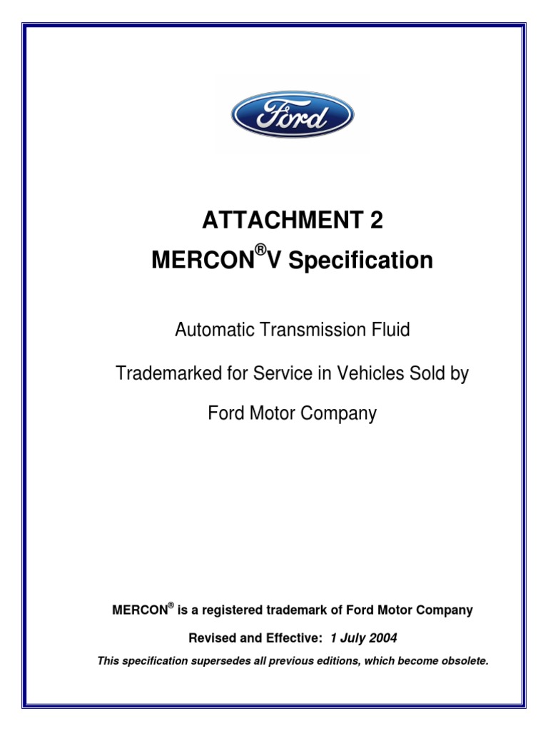 Mercon V Specification | PDF | Viscosity | Thermocouple