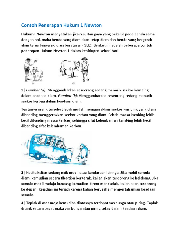 Contoh penerapan hukum 1 newton pdf