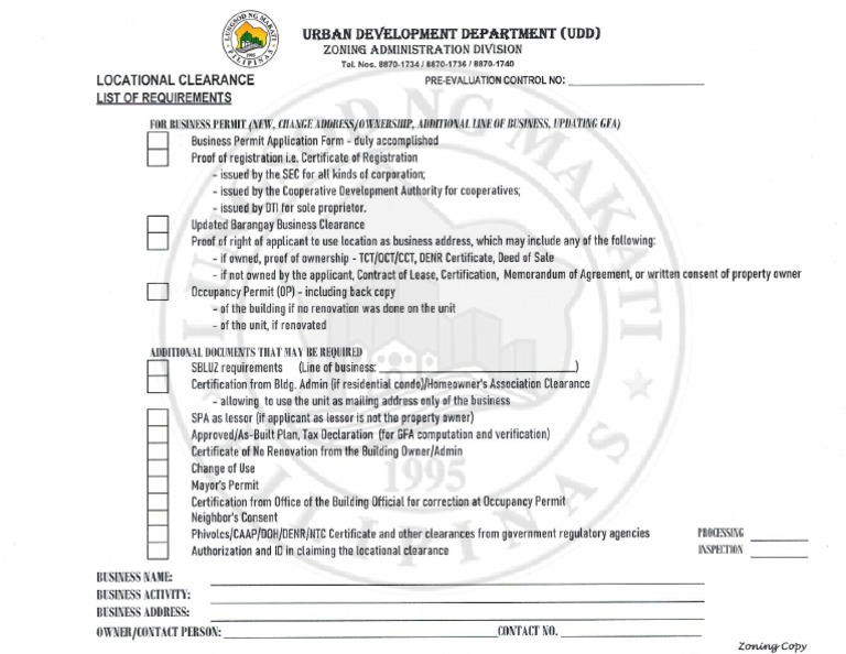 Zoning New Business Application Form | PDF