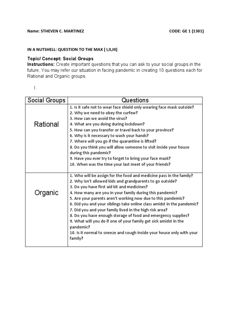 In A Nutshell Questions To The Max (I, II, & III) | PDF | Pandemic ...