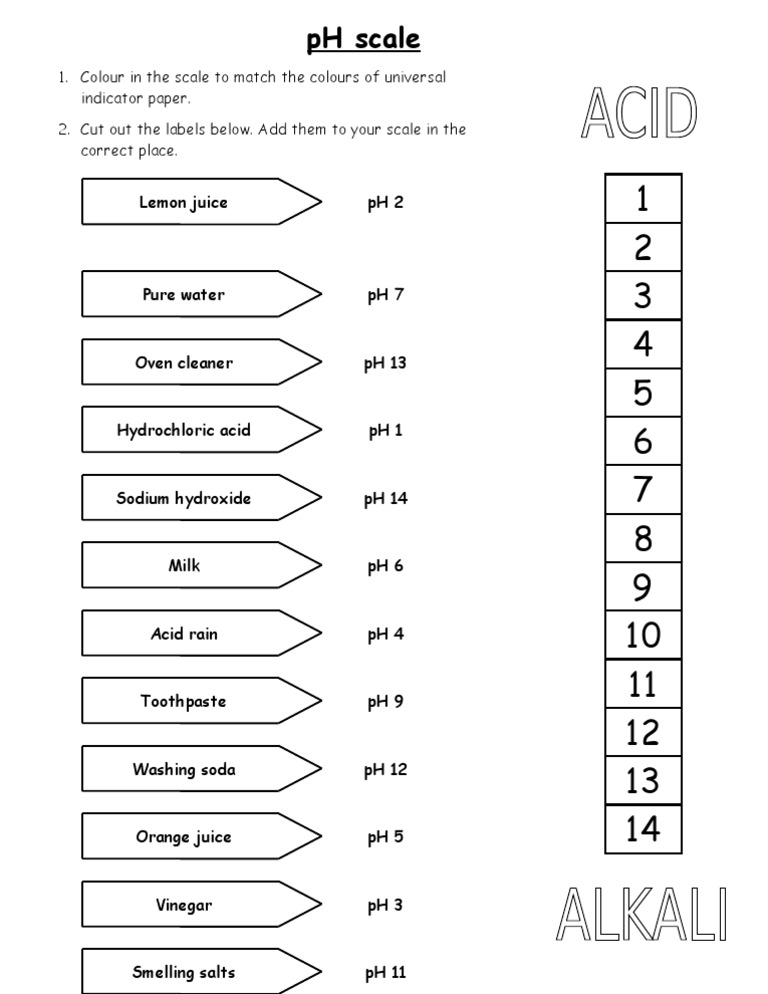 pH Scale Worksheet