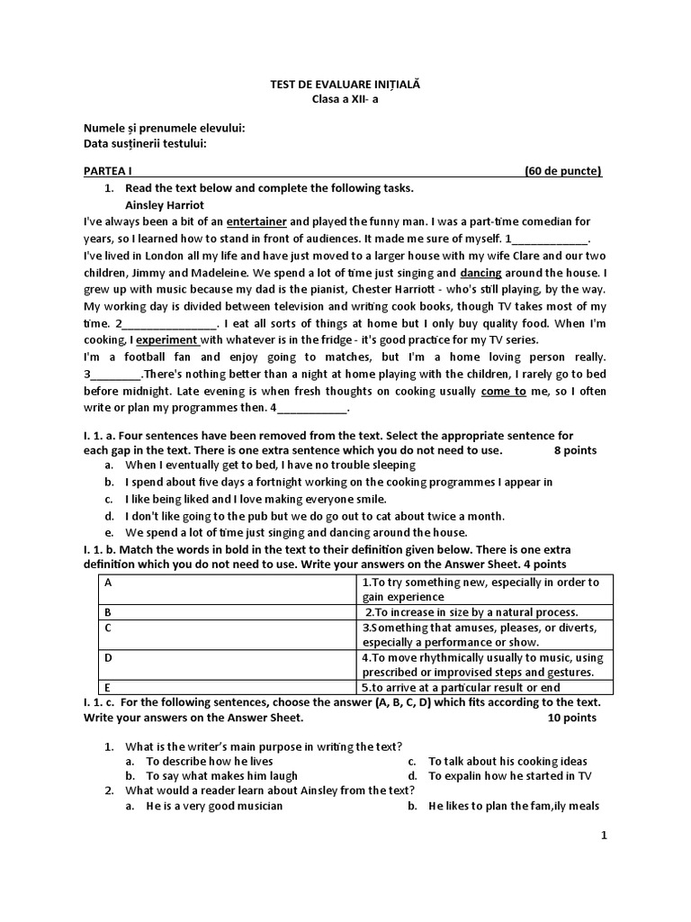 Test Initial Xii | PDF | Language Arts & Discipline