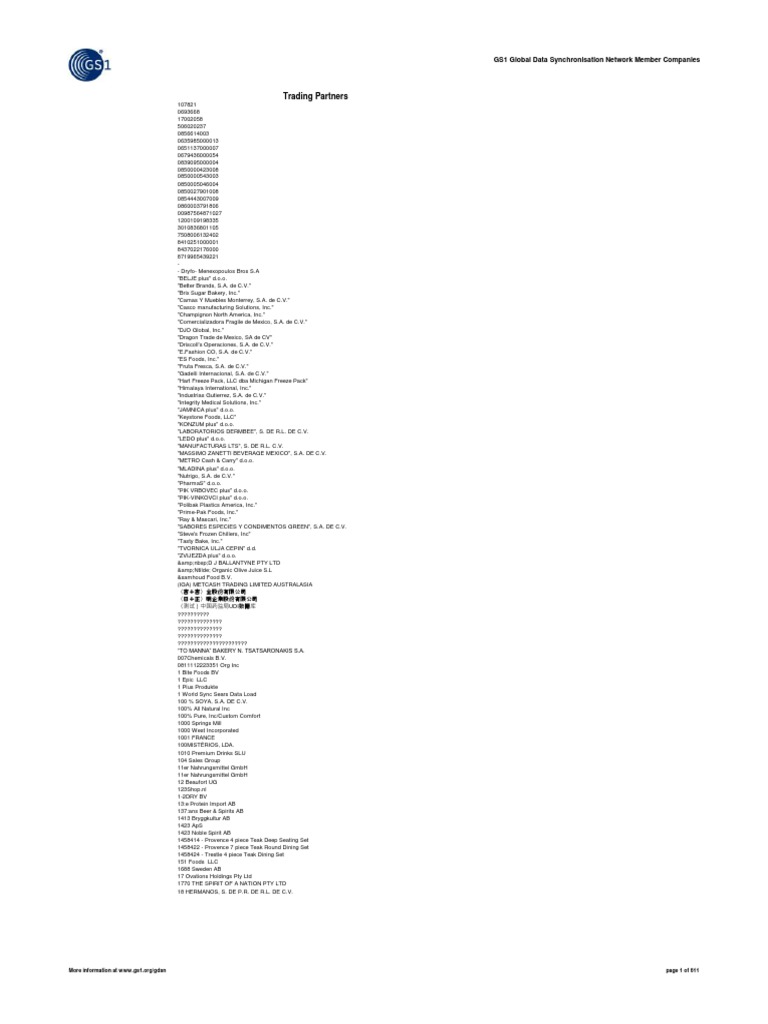 GDSN Trading Partners, PDF, Abbott Laboratories