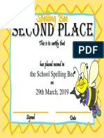 2nd Place at The School Spelling Bee