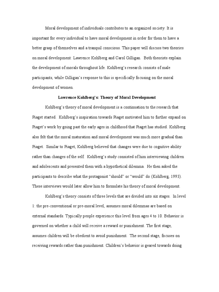 Theory Of Moral Development Pdf Morality Adolescence