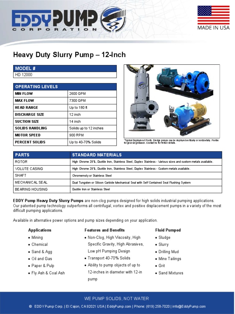 hd12000 12 Inch Pump Specs v4 PDF Pump Solid