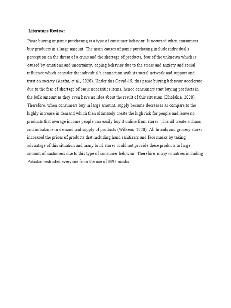 Panic Buying Pdf Consumer Behaviour Anxiety