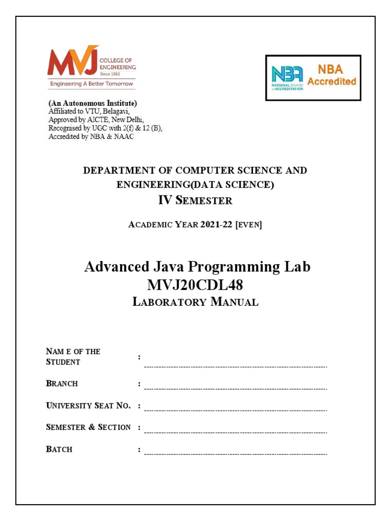 Advanced - Java - Lab Manual (Updated) 31.05.2022 | PDF | Method ...