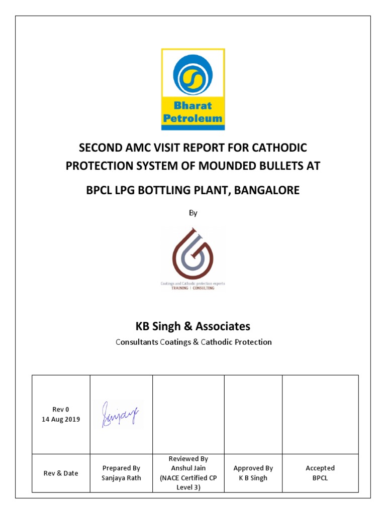 AMC Report: CP System at BPCL Bangalore | PDF | Anode | Corrosion