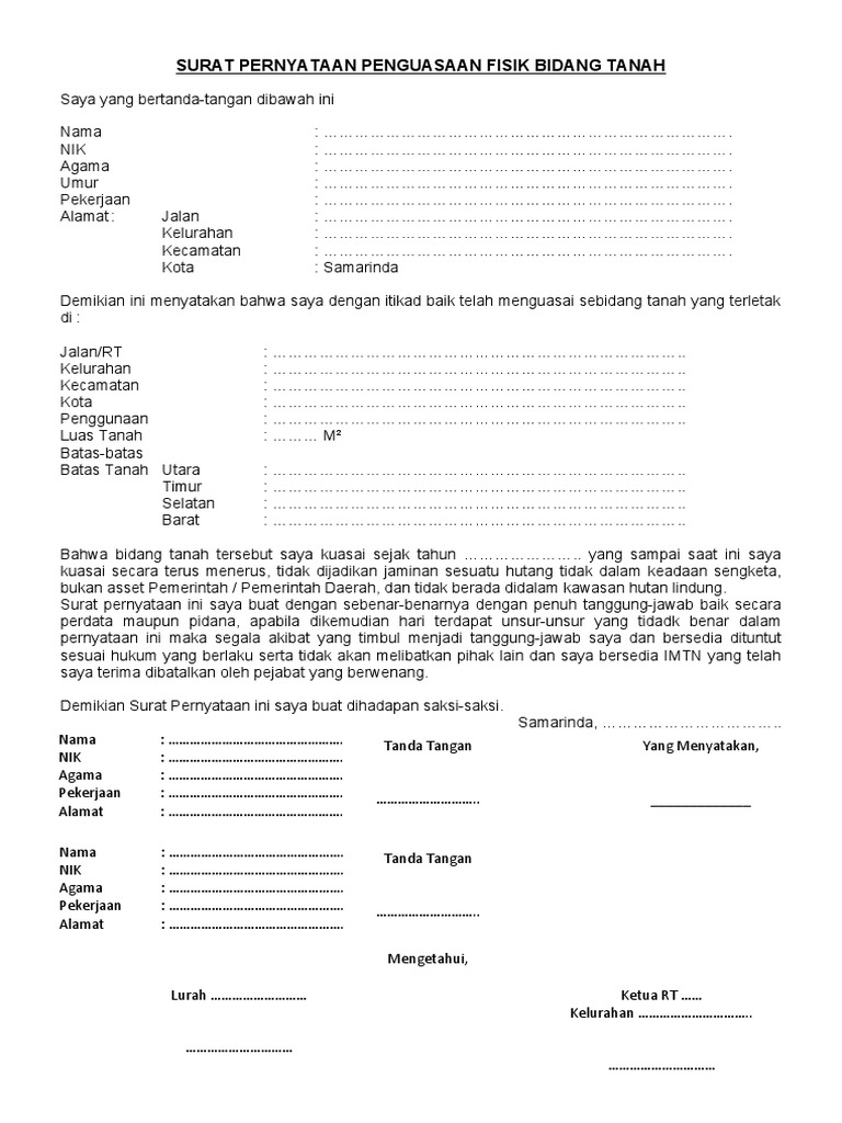 Surat Permohonan Izin Membuka Tanah Negara | PDF