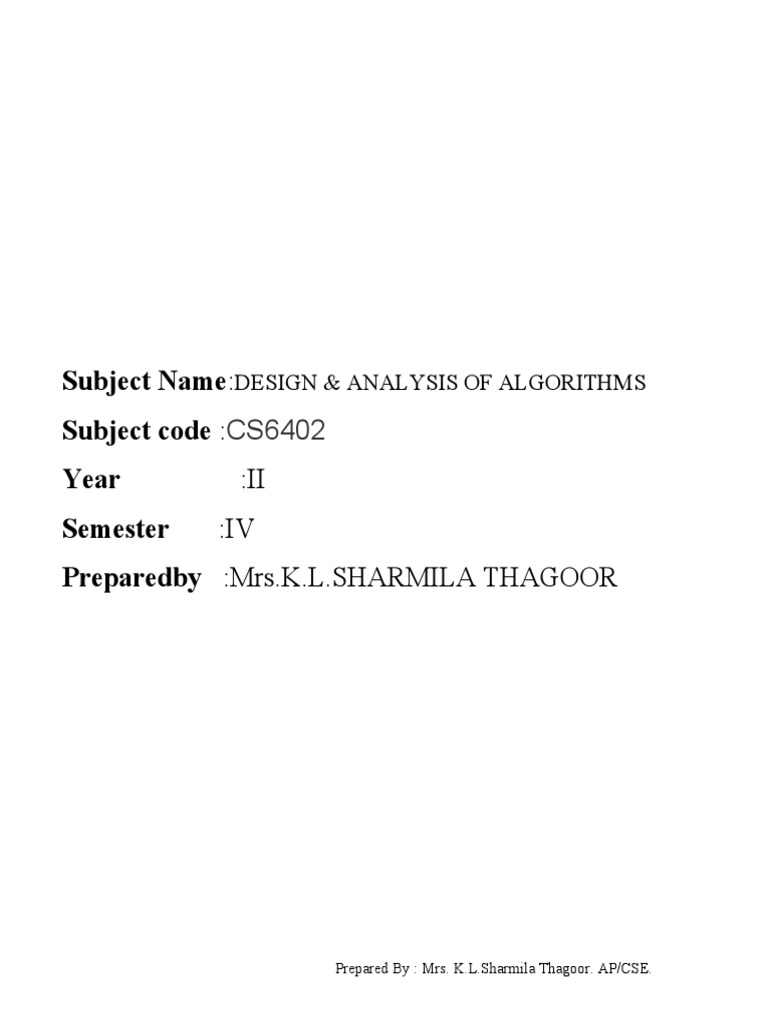 Daa Course File-Main | PDF | Dynamic Programming | Recurrence Relation