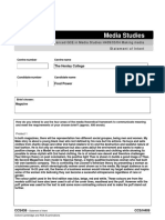 A Level Media Studies Statement-Of-Intent Form