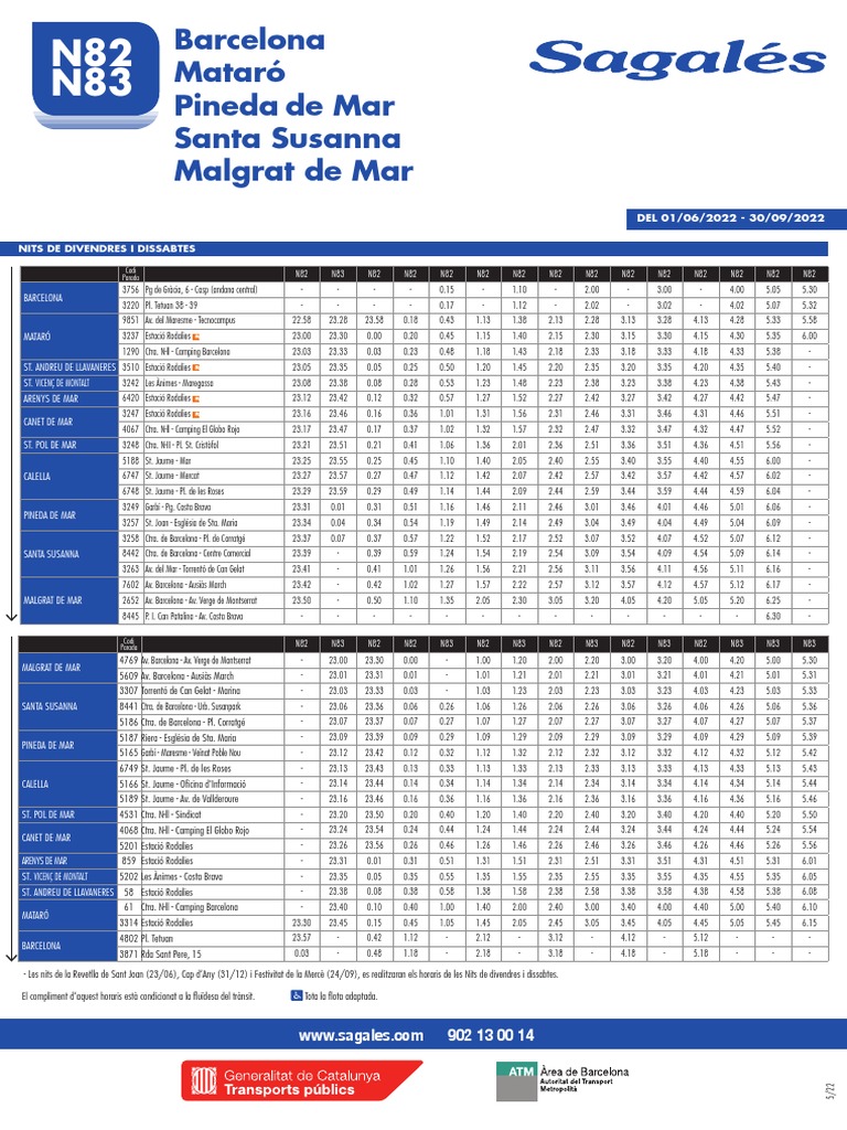 Horario 320 Sagales