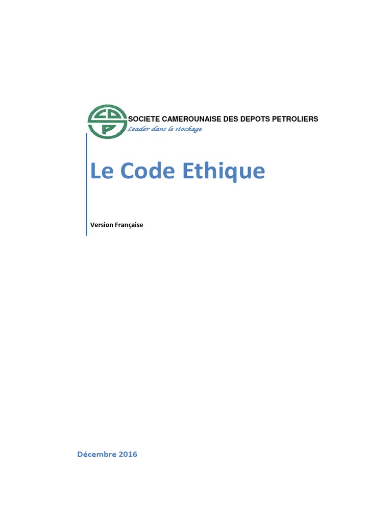 Code Éthique de la SCDP | PDF | Sécurité | la corruption