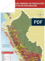 Mapa de  unidades de producción y proyectos en exploración al 2011.