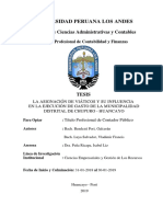 La Asignación de Viáticos y Su Influencia en La Ejecución de Gastos de La Municipalidad Distrital de Chupuro - Huancayo