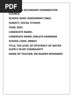 Mathematics Sba Cover Page | PDF