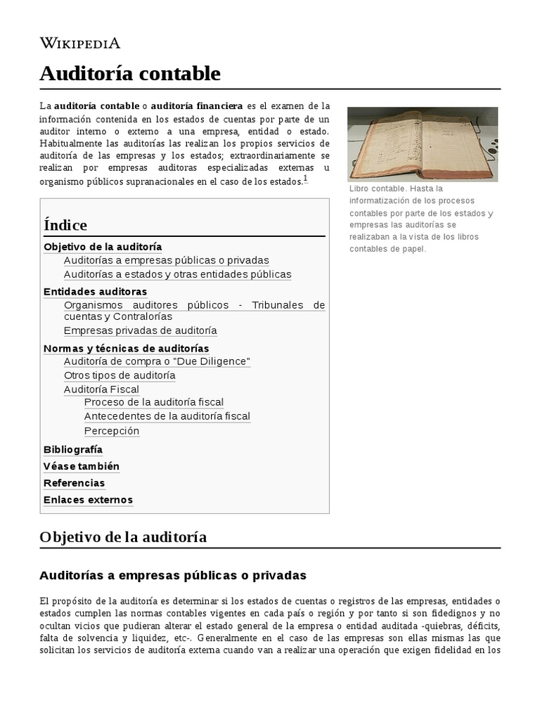 Auditoría Contable Pdf Auditoría Financiera Corporaciones