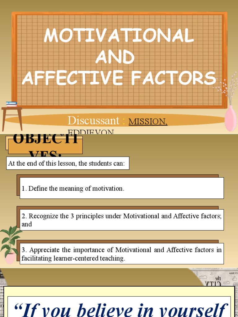 Motivational and Affective Factors in Learning | PDF | Motivational ...