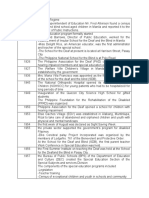 Timeline of Special Education in The Philippines