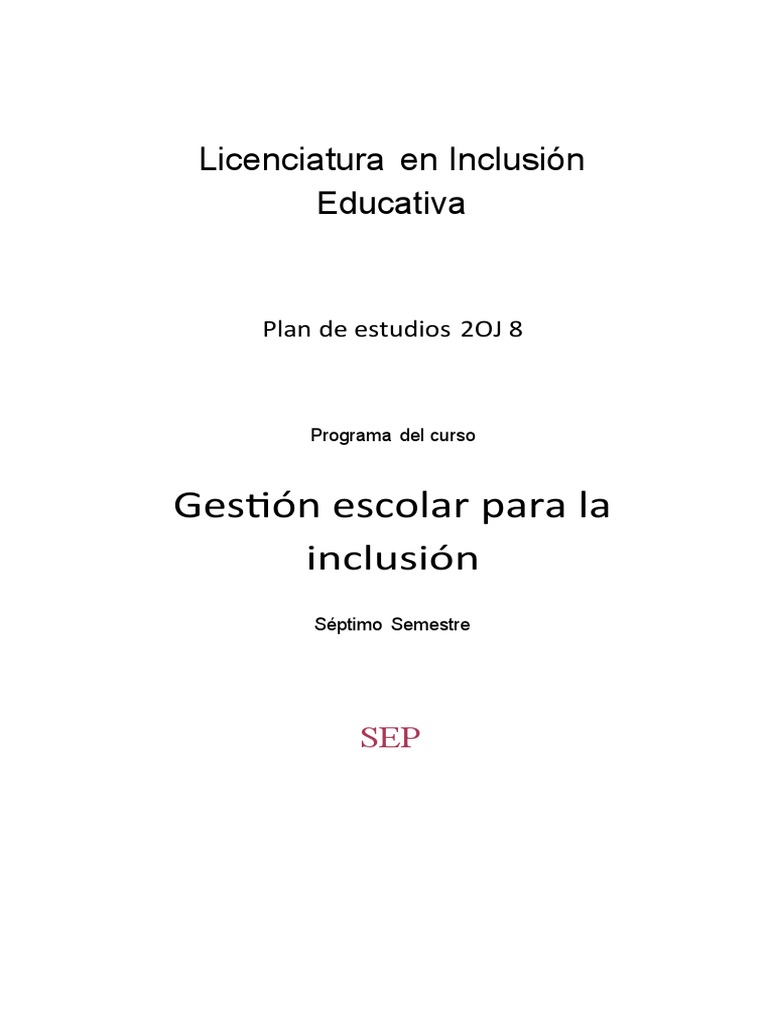Gestión Escolar para la Inclusión Educativa | PDF | Plan de estudios ...