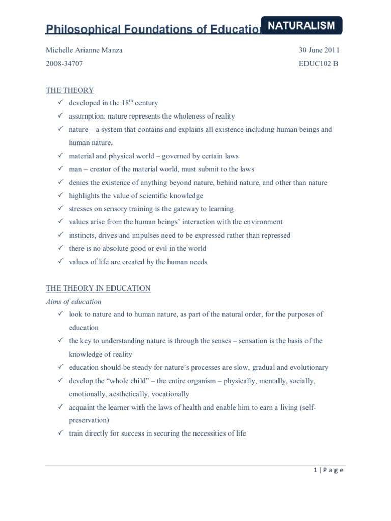 01 Naturalism | PDF | Jean Jacques Rousseau | Emile, Or On Education