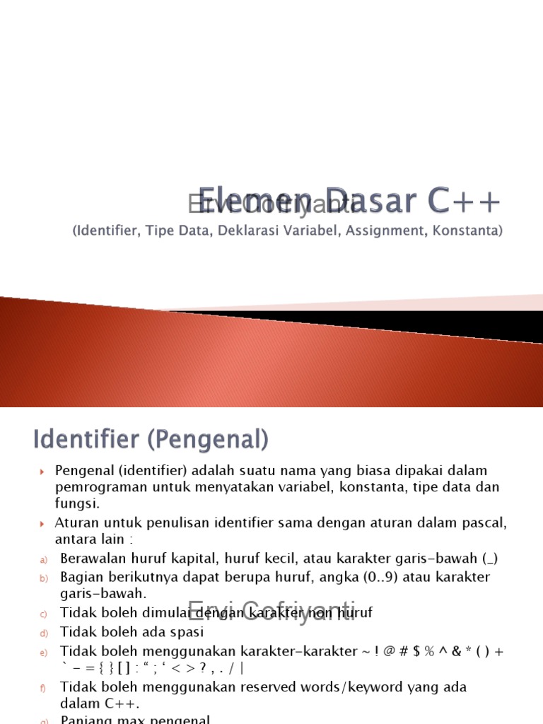 Aturan Penulisan Identifier dan Tipe Data C++ | PDF | Seni & Disiplin ...
