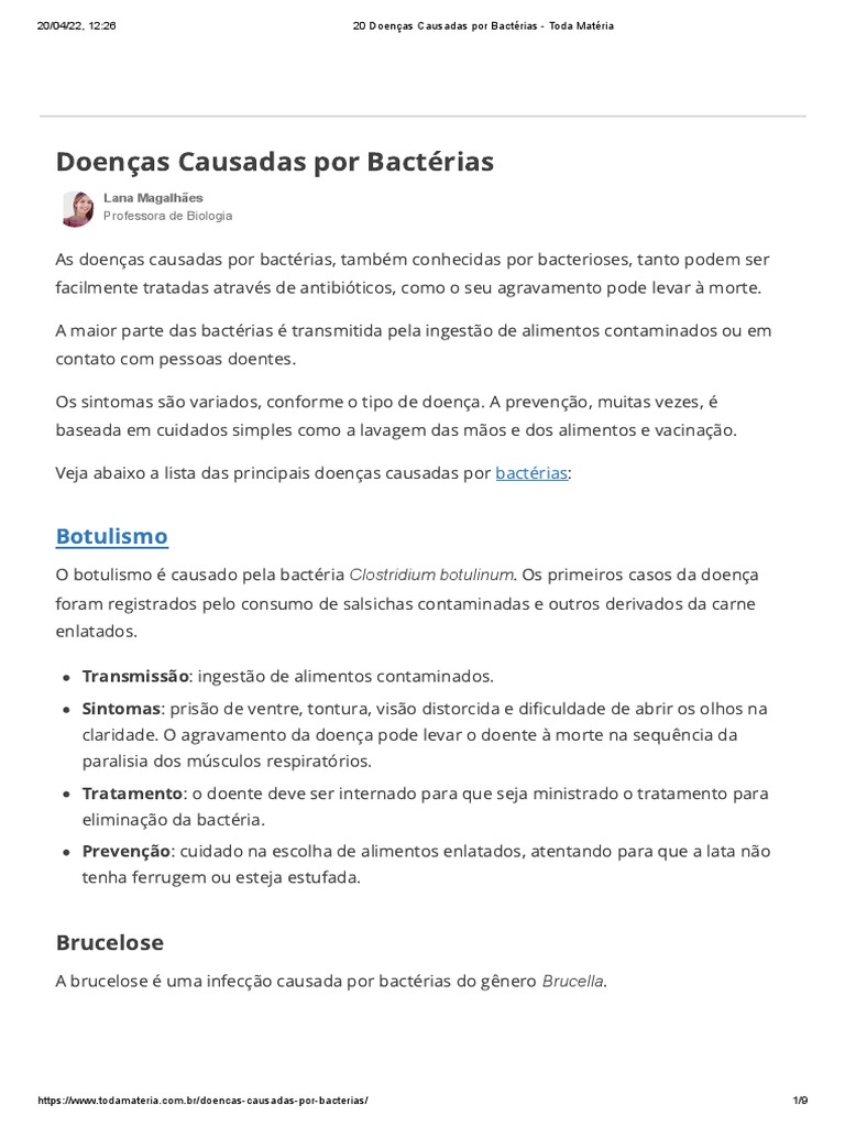 20 Doenças Causadas Por Bactérias - Toda Matéria | PDF | Meningite ...