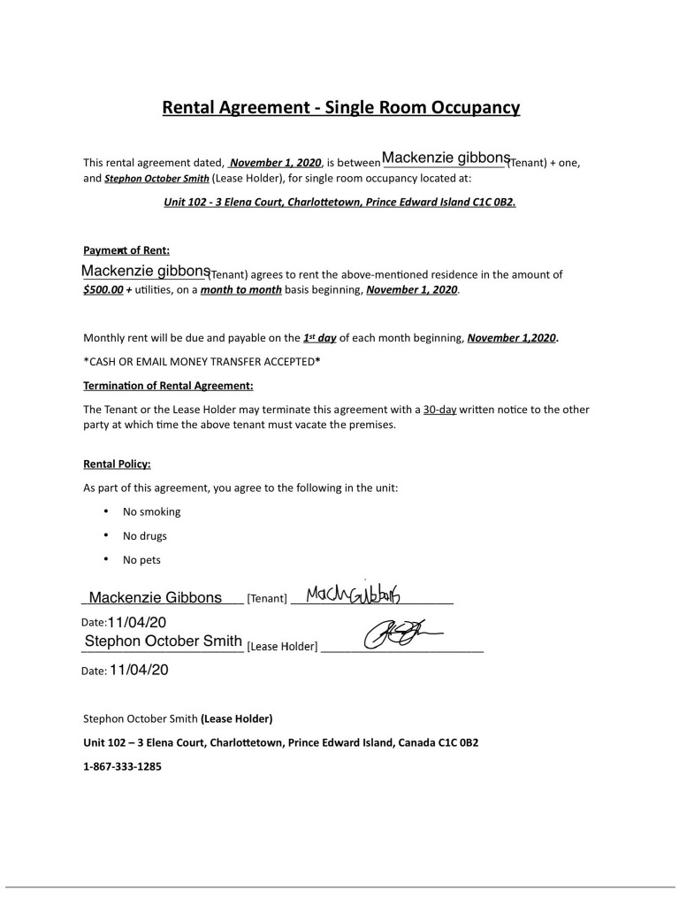 Mack Gibbons Rental Agree 110420 PDF