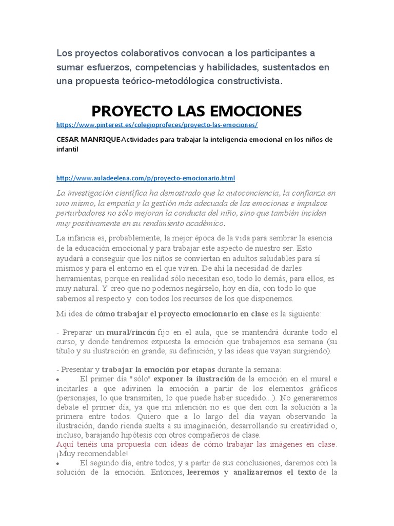 Proyecto de Educación Emocional Infantil | PDF | Las emociones | Circo