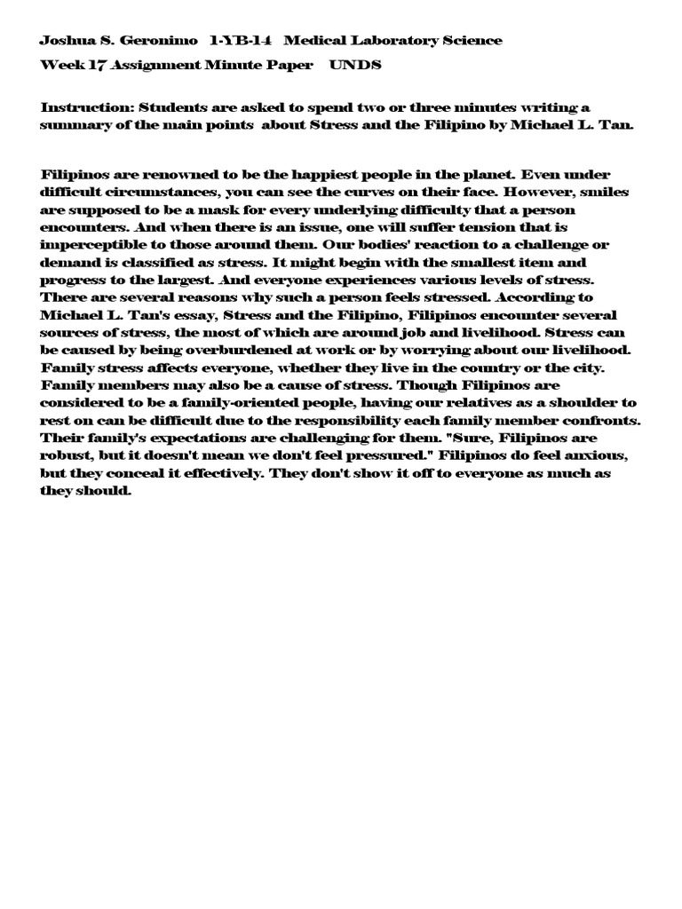 Week 17 Minute Paper UNDS GERONIMO | PDF | Science & Mathematics