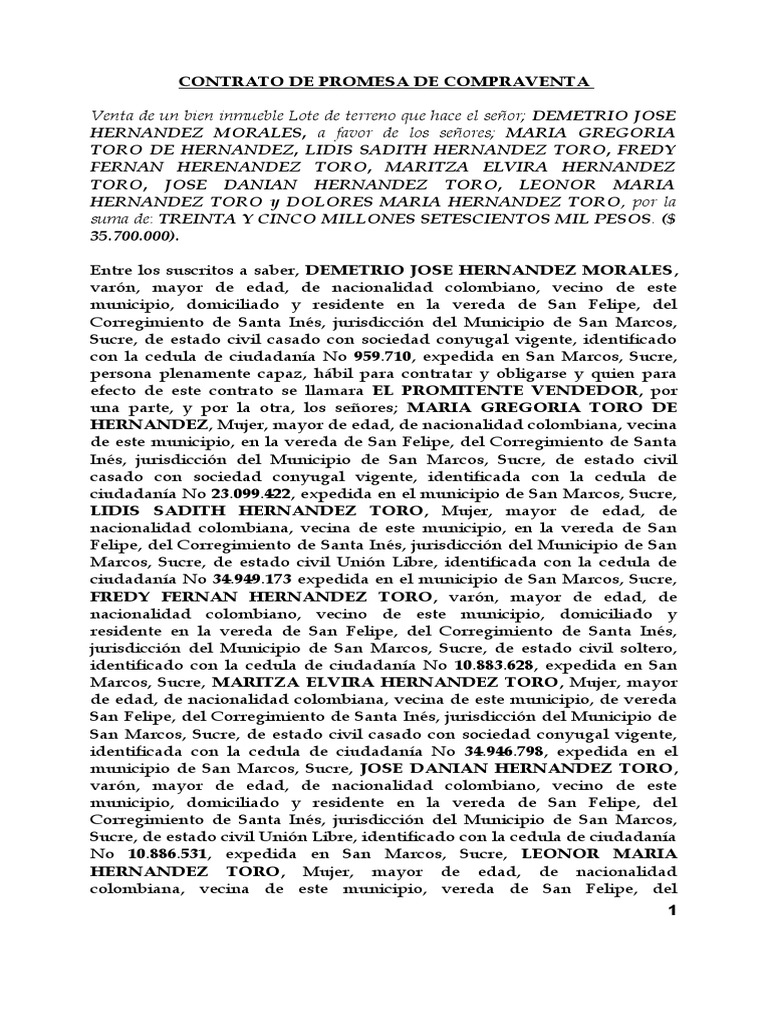 Contrato de Promesa de Compraventa | PDF | Derecho y economía | Ley común