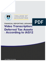 Financial Reporting - Advanced - Deferred Tax Assets - According To IAS12