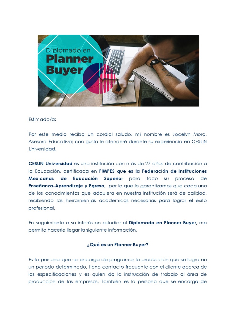 Diplomado Planner Buyer Modalidad Presencial 2022 1 PDF Logística