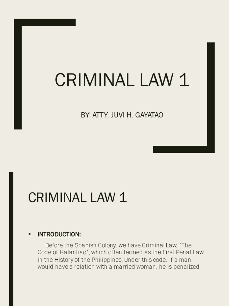 Philippine Criminal Law Overview | PDF | Crimes | Crime & Violence