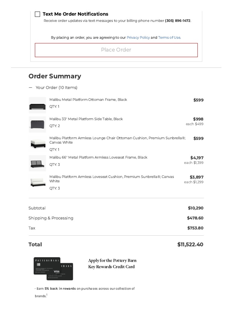 Payment Pottery Barn PDF