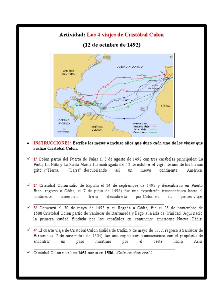 Los 4 Viajes de Cristobal Colon | PDF | Viajes y turismo | Libros para ...