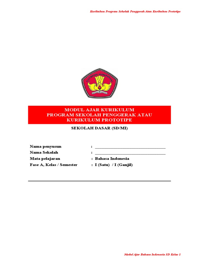 Modul Ajar Bahasa Indonesia SD | PDF | Seni & Disiplin Bahasa | Kajian ...
