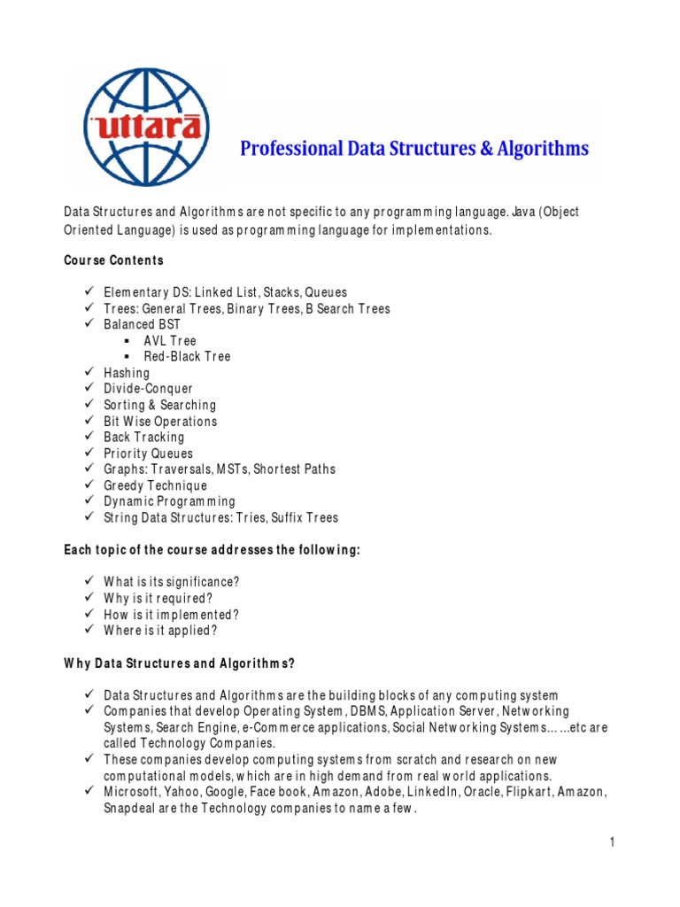 Data Structures and Algorithms Course in Java | PDF | Computer ...