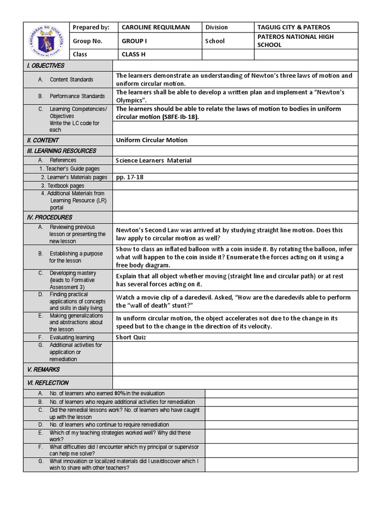 Dlp Physics Pdf Newton S Laws Of Motion Force