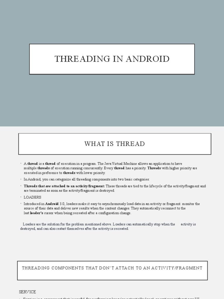Threading in Android PDF Android (Operating System) Thread