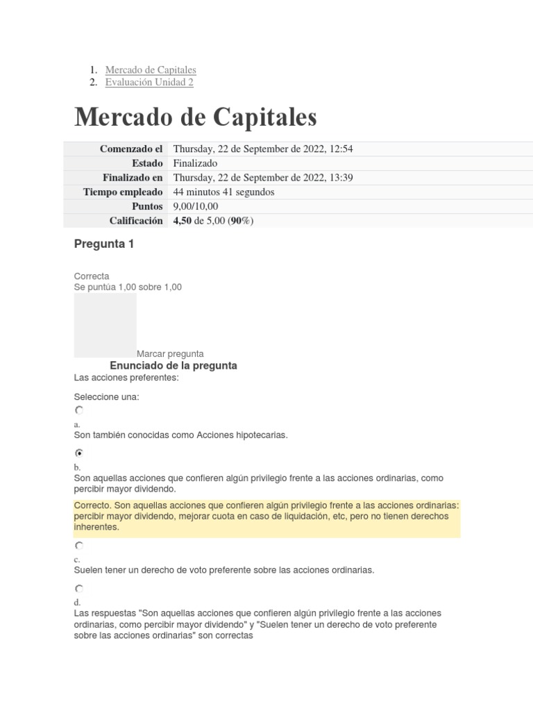 Evaluación del Mercado de Capitales | PDF | Renta Fija | Acciones ...