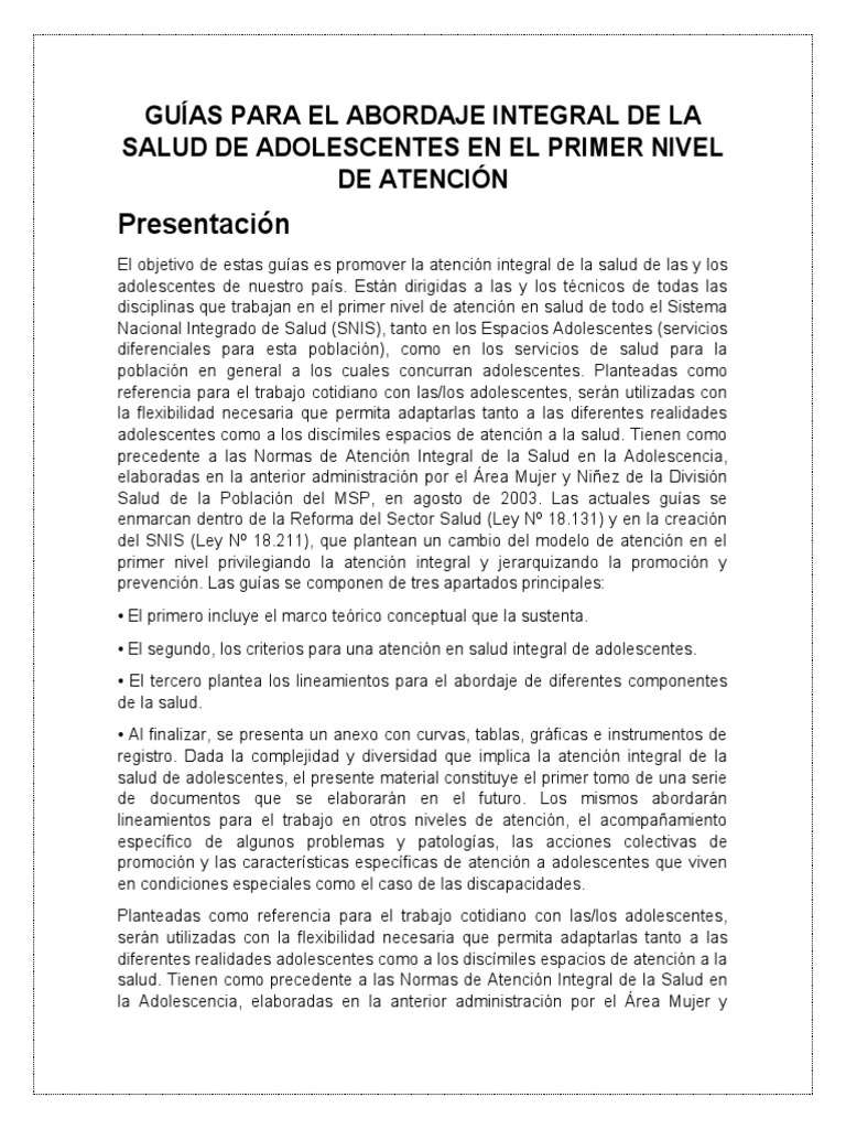 Guías de Salud Integral para Adolescentes | PDF | Adolescencia | Adultos