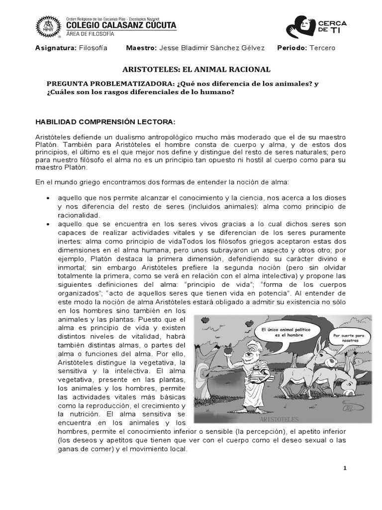 Antropología Aristotélica: El Hombre Racional | PDF | Alma | Aristóteles