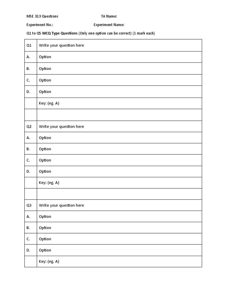 Objective Question Preparation Templates - MSE313 | PDF