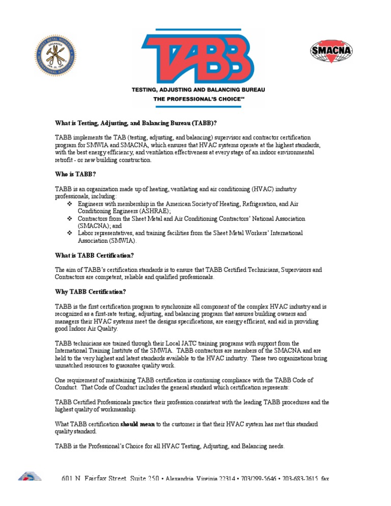 TABB Certification in HVAC Systems | PDF