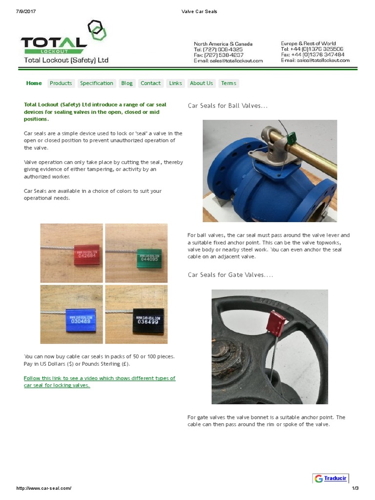 Valve Car Seal | PDF | Valve | Manufactured Goods