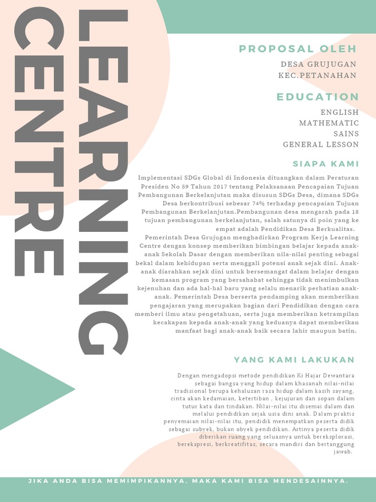 Program Learning Centre Desa Grujugan | PDF