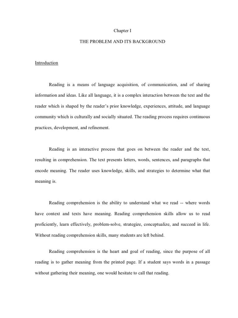 Sample thesis in reading comprehension