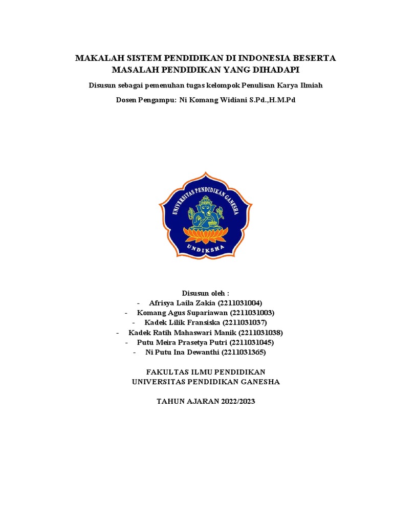 Masalah dan Sistem Pendidikan Indonesia | PDF | Karier & Perkembangan ...